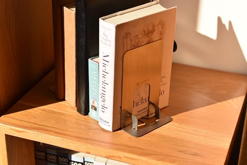 Creative Folding Stainless Steel Bookends,Sturdy and Rustproof,Book Ends, 2 Pieces Metal Bookend, Book Holders for Shelves, Desk Organizers, Book Dividers for Office, School, Bookstore, Home