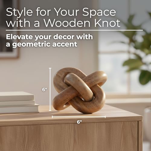 Wood Sculpture Decorative Object – Accessories for Room Styling and Layered Vignettes, Living Room or Office Shelf and Table Placement, Modern Accent Home Decor with Sculptural Presence – 6", Brown - color: Brown, size: 6.0" H