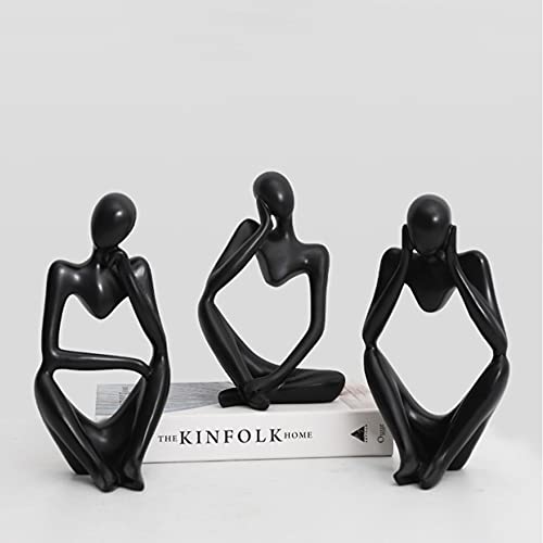 Asng Resin Thinker Style Abstract Sculpture Statue Collectible Figurines Home Office Bookshelf Desktop Decor (Black,Right, Small) - color: Black,right, size: Small