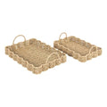 Household Essentials Woven Seagrass Scalloped Rectangular Trays, Set of 2, Natural - color: Natural Seagrass, size: 16" x 11.5" x 4.8"