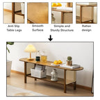 Bamboo TV Stand for TVs up to 65", Accent Entertainment Center with Storage, Media Console Table with Rattan, Modern TV Stand for Living Room, Bedroom, 55"(L), Walnut - color: Walnut Rattan