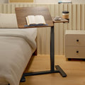 Overbed Bedside Table with Wheels, Pneumatic Adjustable Medical Tilt Top Hospital Bed Table Over The Bed, Rolling Laptop Desk, Mobile Standing Desk for Hospital and Home Use, Walnuts - color: Black Walnuts