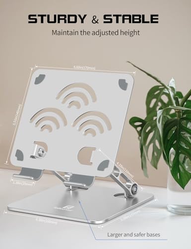 Adjustable Tablet Stand for Desk, Premium Aluminum Holder for iPads, Tablets, Kindles, Switch, Phones, and All Devices up to 14 Inches. Portable and Foldable Silver, Plus Size - color: Silver, size: Plus Size