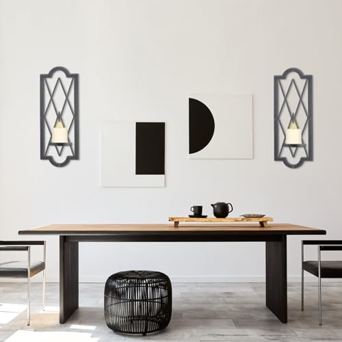 OYEFLY 2 Pcs Metal Candle Sconce,Rustic Wall Candle Sconces (Black)