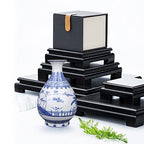 MDEOOSKY Wooden Display Stand - Rectangle Wood Display Base with Risers - Vase Riser, Teapot, Aquarium Lamp Base - Home Decoration - 7.67" W x 6.29" D x 1.69" H (Black)