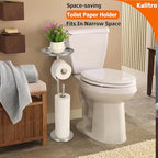 Kalitro Toilet Paper Holder Freestanding with Big Shelf, 4 Rolls Reserve Paper Holder Stand, Modern Paper Roll Holder with Storage Space for Phones (Brushed Nickel) - color: Brushed Nickel