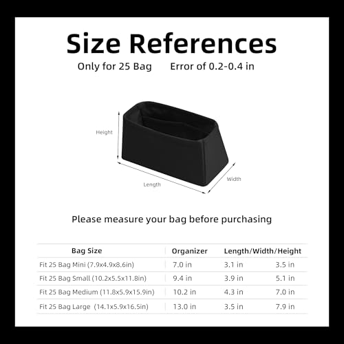 DGAZ Silk Purse Organizer Insert Fits Chanel 25 Handbags，Silky Smooth Bag Organizer，Luxury Handbag & Tote Shaper(Black,Mini) - color: Black, size: Mini