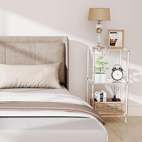Clear Acrylic Side Table, 15.7" L x 11.8" W x 30.7" H, 3-Tier End Table for Living Room, Small Modern Bedside Tables Nightstand for Bedroom, Home Decor Accent Table - size: 3 Tier Tall 1-Pack