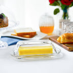 7 Inches Glass Butter Dish with Lid for Countertop - Crystal Glass Butter Keeper Elegant Clear Butter Holder Tray for 1 Stick East Coast,Dishwasher Safe - size: 7.3*2.9*2.2inch