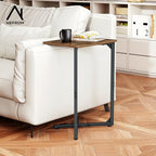 NEFROM C-Shaped End Table, Small Couch Side Table, Sofa TV Tray Table for Living Room, Bedroom, Bedside ET-X-BRW1 - color: Rustic Brown