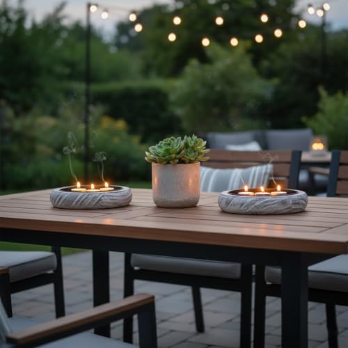 Rustic Wooden Candle Holders | 2-Pack Distressed Vintage Pillar Candle Plates with Fire-Resistant Metal Insert | Shabby Chic Farmhouse Decor for Wedding & Dining Table (White) - color: White