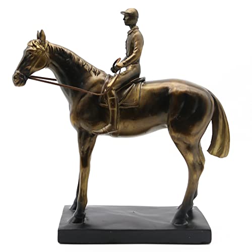 Lukitas Horse Rider Statues and Sculptures, Racing Figurine Home Decor, Equestrian Gift for Horse Lovers, Horseback Riding Ornament, Resin 10.5''