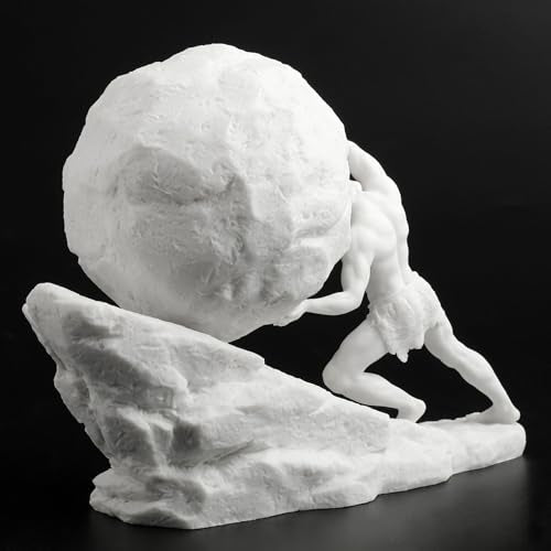 Veronese Design 8 1/8 Inch Sisyphus Pushing The Eternal Boulder Resin Statue Marble White Finish Home Decor Sculpture Greek and Roman Collectible - color: Marble White Finish