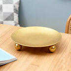 Plate Candle Holder - Gold Candle Holders for Pillar Candles, Small Candle Tray Pillar Candle Holder Plate Metal Candle Stand for Coffee Table Decor, Wedding, Party, Home Decor