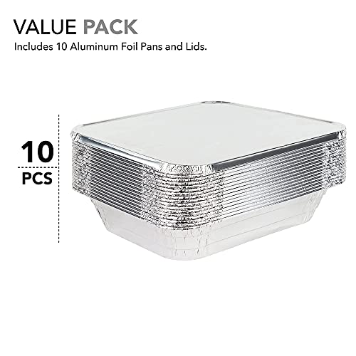 9x13 Aluminum Trays with Lids (10 Pack) – Disposable Half Size Deep Pans for Cooking, Storage, BBQ, Grilling, Catering, Stock Your Home - size: 10 Pack w/ Lids