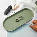 Silicone Vanity Tray - Oval Bathroom & Sink Tray (8.66x3.94 Inch) Dishwasher Safe Jewelry Organizer for for Bathroom, Desk, Vanity, and Cosmetics (Black&White&Green) - color: Black&white&green