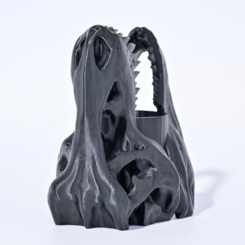 Dinosaur Pen Holder, Dinosaur Skull Figurine Pencil Holder for Office Desk Decor, Funny Easter Gifts for Men Boys Room Decor, Cool Black T-Rex Desktop Organizer - color: Black, size: Dinosaur Head