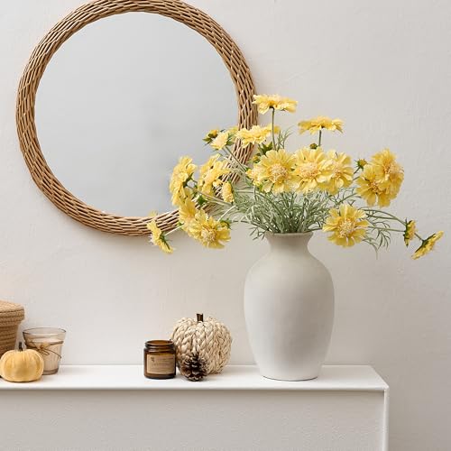 Large Ceramic Rustic Flower Vase, 10.43 Inch Tall Vintage Pottery Home Decor, Antique Farmhouse Terracotta Vase for Living Room, Shelf, Table, Mantel Decoration, Farmhouse - Off-White - color: Off-white- 10.43"