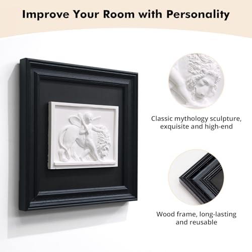 FOLKOR LIFE Cherub Angels Framed Wall Art Sculpture for Modern Classical Decor, Black and White Wall Decor Greek Mythology Classic Cupid Arrow Artwork Figurines for Room Decor, Gift for Anniversary - color: Cupid Statue SY03