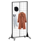2'x5.5' Ft Gridwall Panel Display Stands Heavy Duty Floor Standing Retail Display Rack with Triangle Base for Retail Art Show With 10 Hooks - size: 1