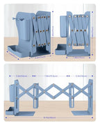 Honagu Adjustable Bookends, Metal Book Ends for Shelves Heavy Book, Bookend for Home, Office, Books, Papers, Book Stopper with Removable Hook, Pen Holder, Gifts for Students, Teachers（Dark Blue） - color: Dark Blue