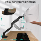 WALI Ultrawide Single Monitor Arm for 13-49 Inch Heavy Duty Curved Screens, up to 44 Lbs, Adjustable Single Monitor Desk Mount with C-Clamp, Grommet Base, 75/100mm VESA (GSM001XL), Black - size: 13"-49", style: Single Arm