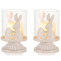 Sziqiqi Pillar Candle Holders for Easter - Bunny Decorations for Tealights Rabbit Candle Holder for Table Centerpieces Distressed White Easter Gifts for Family Party Events