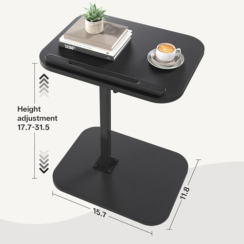 TV Tray Table, Adjustable Height, Flip-Top, Snack Side Table with 360° Swivel and 180° Tilt, C Shaped End Table for Couch, Sofa, Bed, Recliner, Black - color: Black