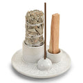 Palo Santo Sticks Holder, Multi-Purpose Handmade Ceramic Incense Burner for Palo Santo Incense Sticks, Sage Holder for Burning, Ash Catcher Tray for Meditation Yoga Room (Spotted White) - color: Spotted White