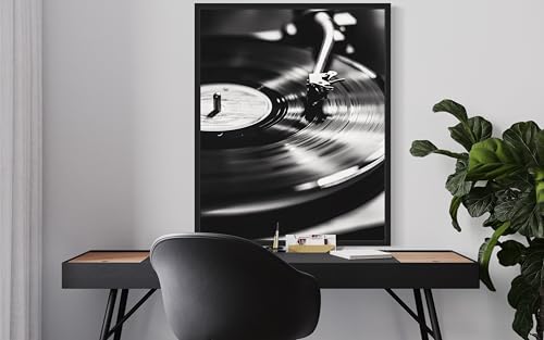 Record Player Art Music Poster - Musical Instrumental Wall Art Print - Black and White - Photography Musical Art - Bedroom or Office Living Room Decor 137 (Record Player, 16 x 20 inches, Unframed) - color: Record Player, size: 20"L x 16"W