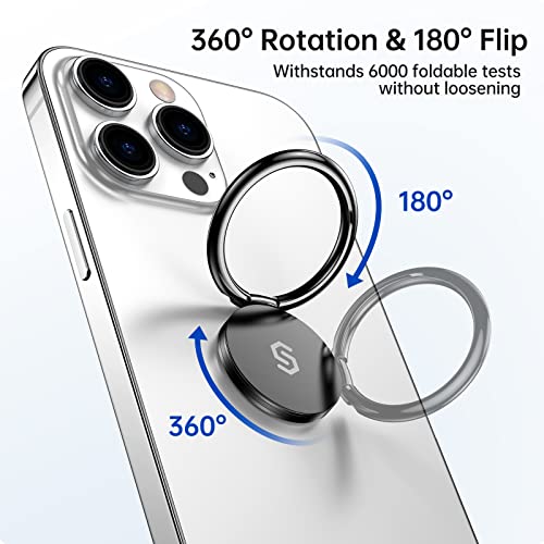 Syncwire Cell Phone Ring Holder Stand, 360 ° Rotation Finger Ring Kickstand Polished Metal Phone Grip Compatible with iPhone, Samsung, LG, Sony - color: Black, size: 1 Pack