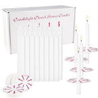 50 Church Candles with Drip Protectors for Devotional Candlelight Vigil Service, Box of 50 Candles, Unscented White 5" H X 1/2" D, No Smoke - color: 50Pack-White-5inch
