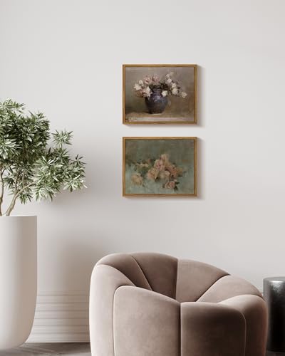 InSimSea Framed Canvas Print , Roses in Vase Classical Oil Paintings for Wall Decorations Canvas wall art for Bedroom Living Room Bathroom Decor ,Farmhouse Decor 8x10in - color: Roses in Vase, size: 10"L x 8"W