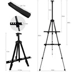 RRFTOK Easel Stand for Sign and Painting - Metal Tripod Adjustable Art Easels for Display Canvases Height from 17 to 66 Inch - Carry Bag for Table-Top/Floor Drawing and Displaying with Black - style: 66S Black 1-pack