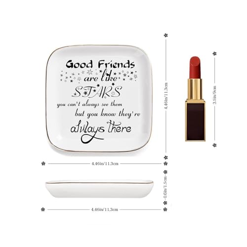 Friend Gifts for Women Trinket Dish Jewelry Tray - Good Friends are Like Stars - Unique Friendship Gifts Friendship Gift Ring Dish for Birthday, Christmas, Galentine's Day - style: Good Friends are Like Stars
