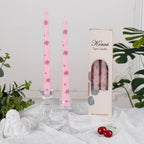 Taper Candles,10 inch 2pc Pink Tapered Candles with Peony Printed, Unscented and Smokeless Long Burning Candles,Tall Candlesticks with Cotton Wicks,Ideal for Weddings, Home Décor - style: Peony（2）