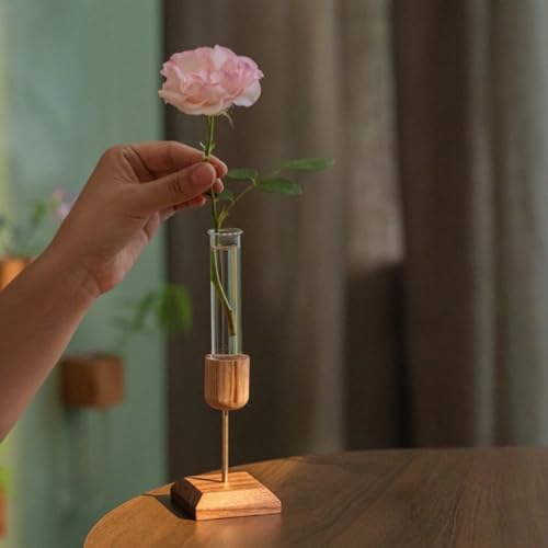 Modern Tabletop Vase with Test Tube Design, Elegant Flower Arrangement Holder for Hydroponic Plants, Minimalist Home Decor for Living Room & Office