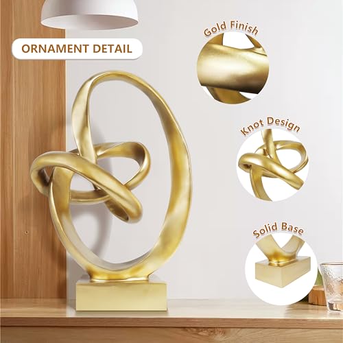 Knot Sculptures, Modern Coffee Table Statues, Abstract Center Piece for Home Office, Dining Living Room Desk Decor, Bookends, 15.5 x 10.5 inch, Gold - color: Gold