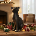 Comfy Hour 9" Cat Statue for Home Decor, Decorative Black Cat Figurines, Artisan Crafted Sitting Feline Sculpture, Unique Cat Lover Present for Women, Polyresin Desktop Accent, 1 Unit