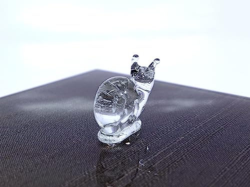 Rare Snail Micro Tiny Hand Blown Glass Art Figurines Animals Collectible Gift Home Décor (Clear) - color: Clear