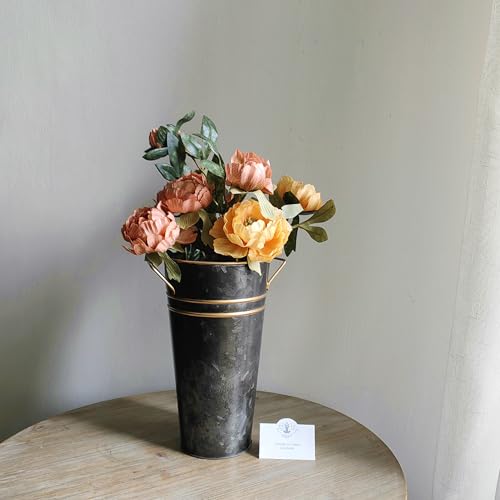 Hosley Set of 4 Metal Vases with Zinc Finish 9 Inch High Ideal Gift for Wedding Special Occasion Home Office Dried Floral Arrangements - color: Zinc2