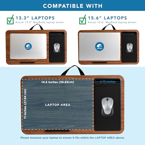 LAPGEAR Home Office Lap Desk with Device Ledge, Mouse Pad, and Phone Holder - Espresso Woodgrain - Fits up to 15.6 Inch Laptops - Style No. 91575 - color: Espresso Woodgrain, size: Home Office