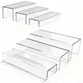 MerryNine Acrylic Risers, 6 Pcs 2 Set 8.6”L Clear Display Stand, Rectangular Acrylic Display Risers, Transparent Pop stand for Cupcakes, Figures, cosmetics, Retail, Shoe Showcase, Collectibles Display