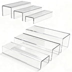 MerryNine Acrylic Risers, 6 Pcs 2 Set 8.6”L Clear Display Stand, Rectangular Acrylic Display Risers, Transparent Pop stand for Cupcakes, Figures, cosmetics, Retail, Shoe Showcase, Collectibles Display