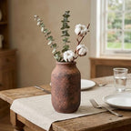 Terracotta Pottery Vase, 9 Inch Ceramic Decorative Flower Vases for Home Decor, Farmhouse Rustic Vase for Centerpieces, Living Room Entryway Table Mantle Decor, Brown