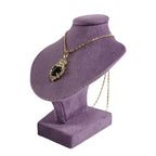 Mini Pendant Jewelry Display Stand Bust White PU Holder Black Velvet Mannequin Necklace Stand Wooden Portrait Model 12cm (Taro Purple) - color: Taro Purple