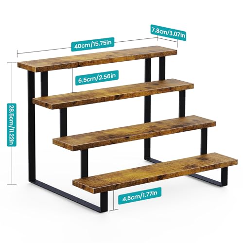 ELITEROO Wood Tiered Display Stand, 4 Tier Display Stands for Vendor Events, Retail Craft Show Display Risers, Table Top Market Display Shelf for Perfume Candles Tumbler Figures Makeup, Straight - size: Straight