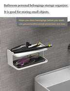 2-Shelf Bedside Shelf Organizer, Modern/Contemporary Style, Wall Mount, Double Tray Holder for Bedroom, Bathroom, Electronic Devices, Personal Items - color: White
