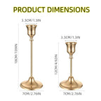 3 Pcs Bell-Shape Gold Candlestick Holders - 7" & 4.7" Tall Taper Candle Holders for Elegant Table Centerpiece and Home Decor