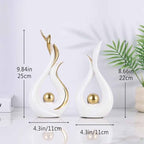 2PCS White and Gold Abstract Ceramic Sculptures – Modern Home Decor Accents and Centerpieces for Coffee Table, Shelf, Dining Room, Kitchen, Tv Stand, Entryway Or Desktop Display